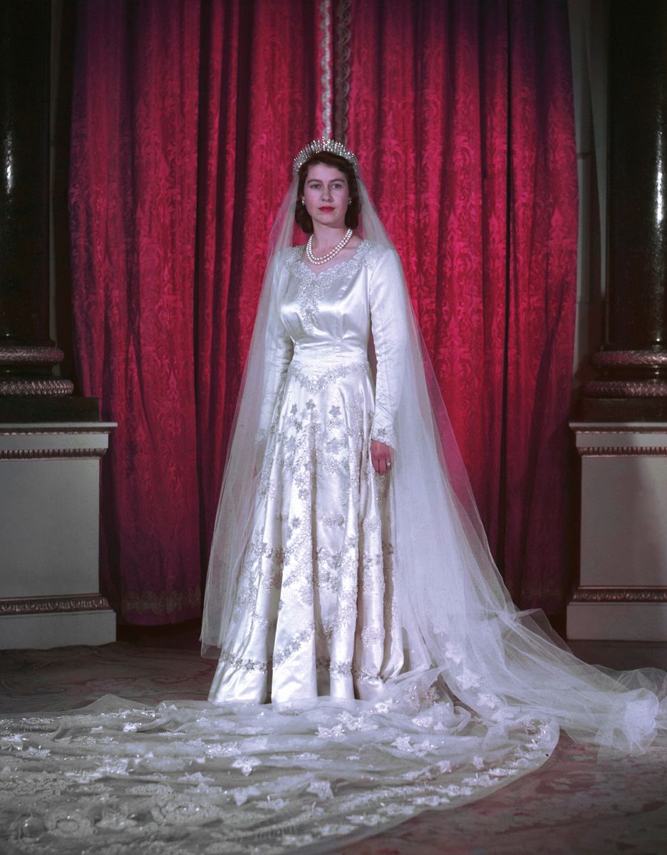 Queen Elizabeth II wore the Queen Mary Fringe Tiara on her 1947 wedding day after the historic jewel was repaired just hours before the ceremony.