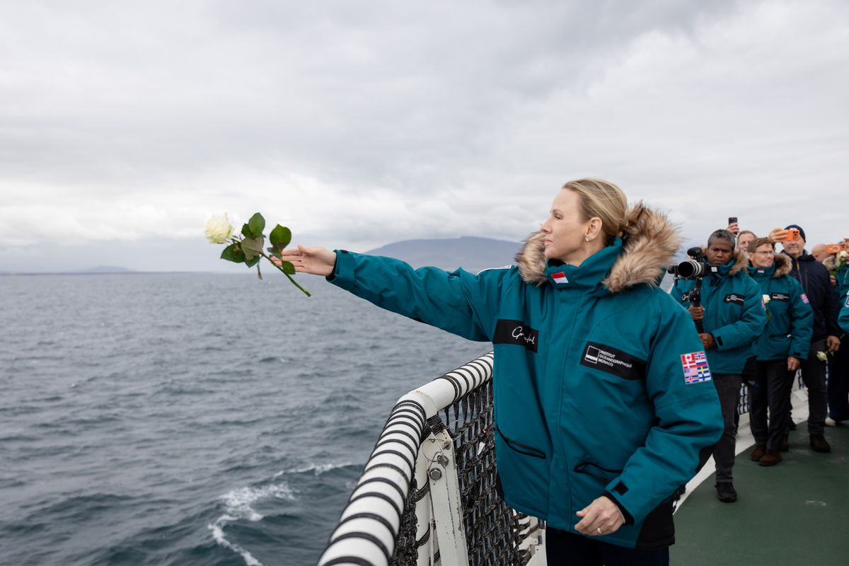The commemorative ceremony marked nearly 90 years since Jean-Baptiste Charcot's research vessel disappeared near Iceland, celebrating the enduring friendship between the explorer and Prince Albert I of Monaco.