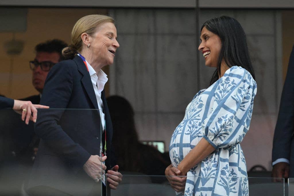 Usha Vance attends the Group D match between Turkey and the USA weeks before giving birth