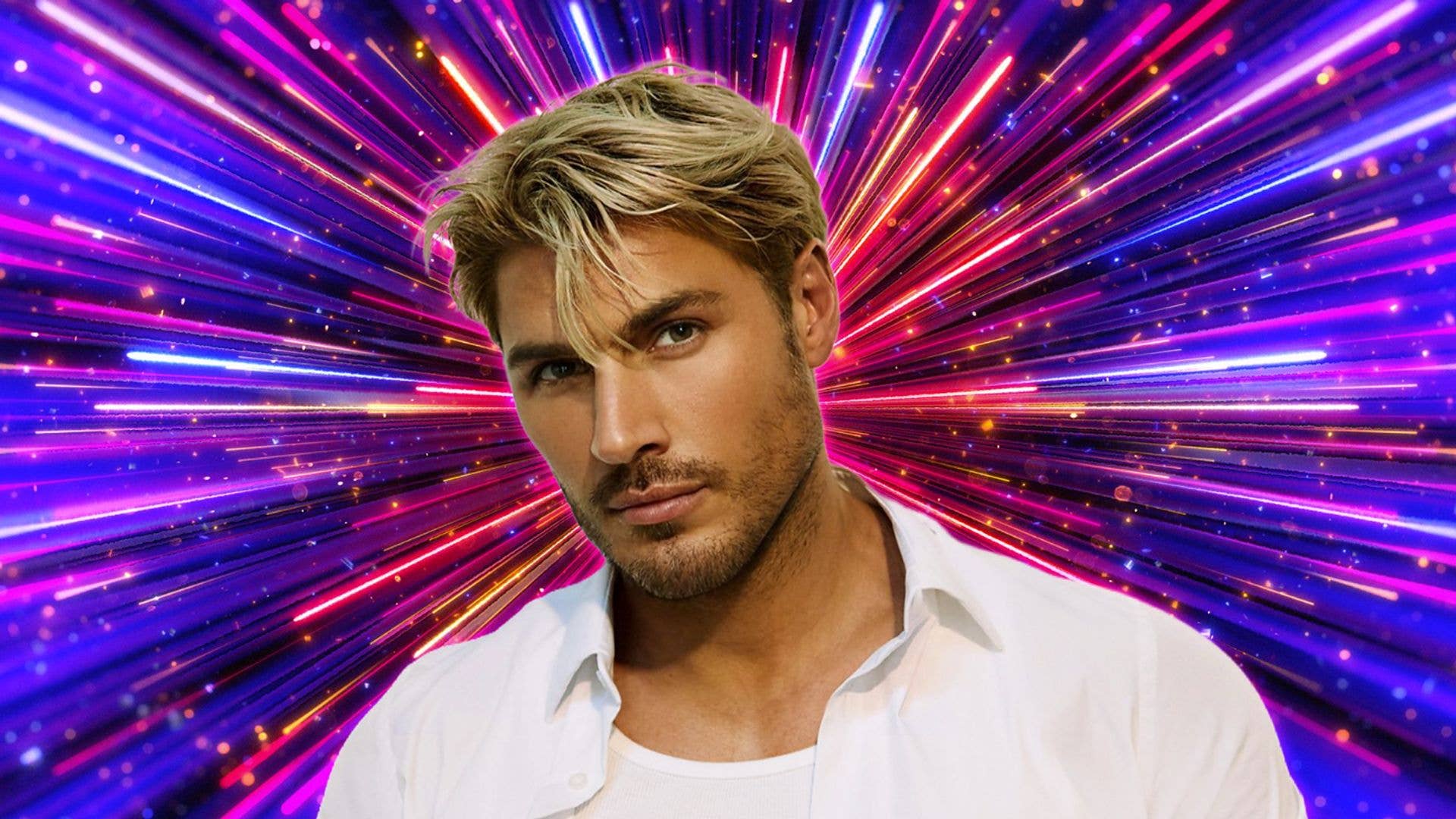 Promotional image of Chris Appleton in front of fireworks