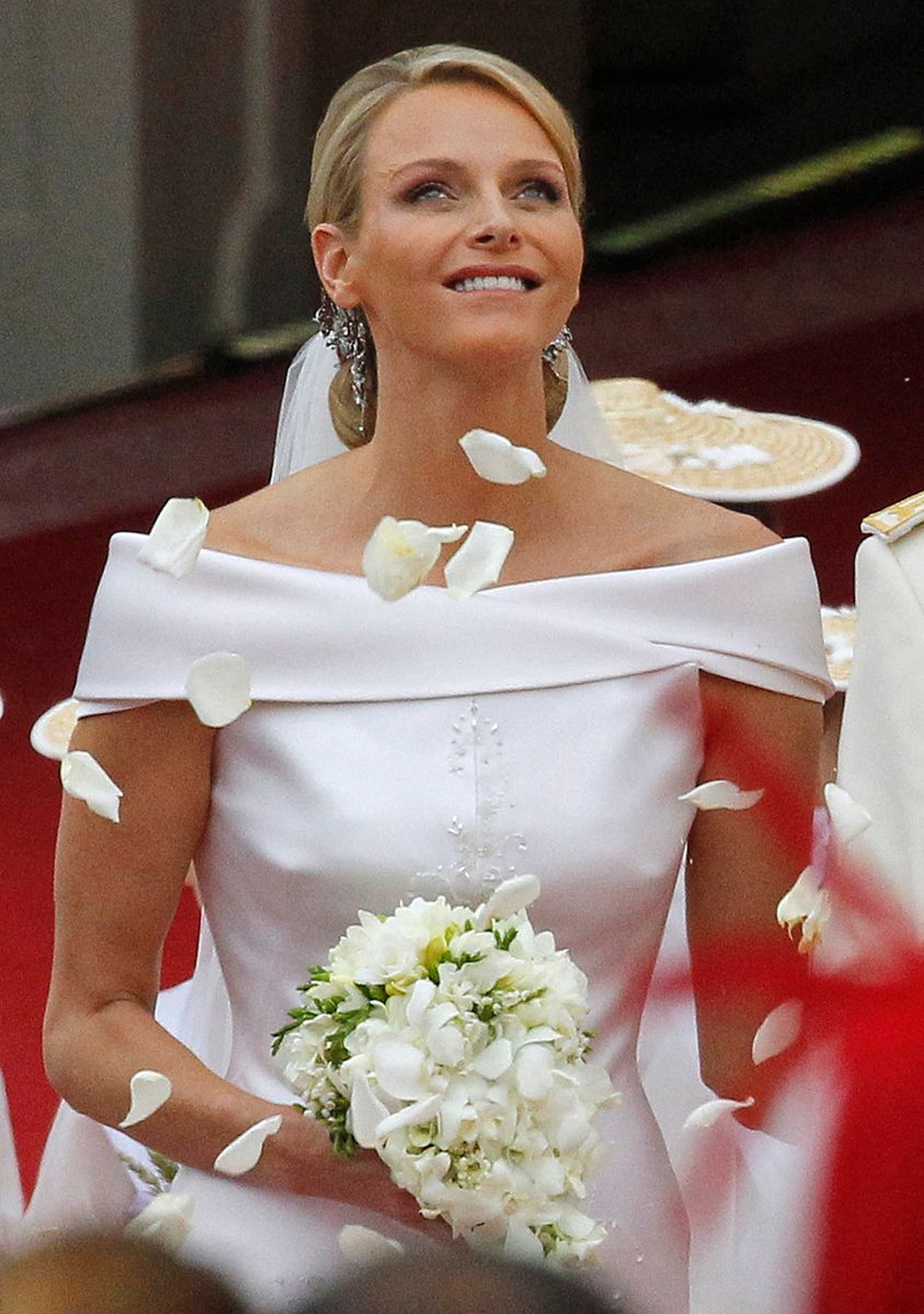 Princess Charlene of Monaco during the religious ceremony of the Wedding of Prince Albert II of Monaco