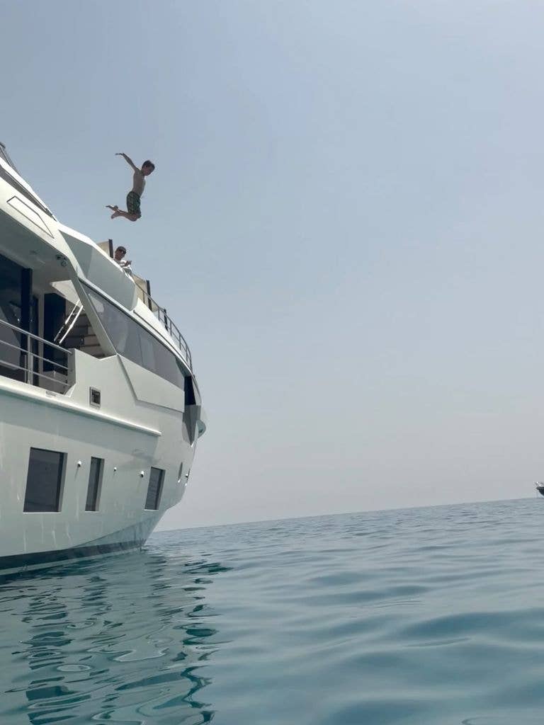 Jack does a daredevil jump off the family's luxury yacht