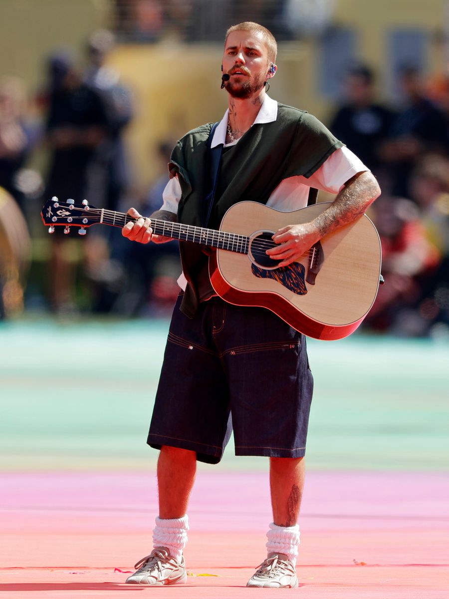Justin Bieber during the world cup halftime show  during the match between FIFA World Cup Final v Halftime Show