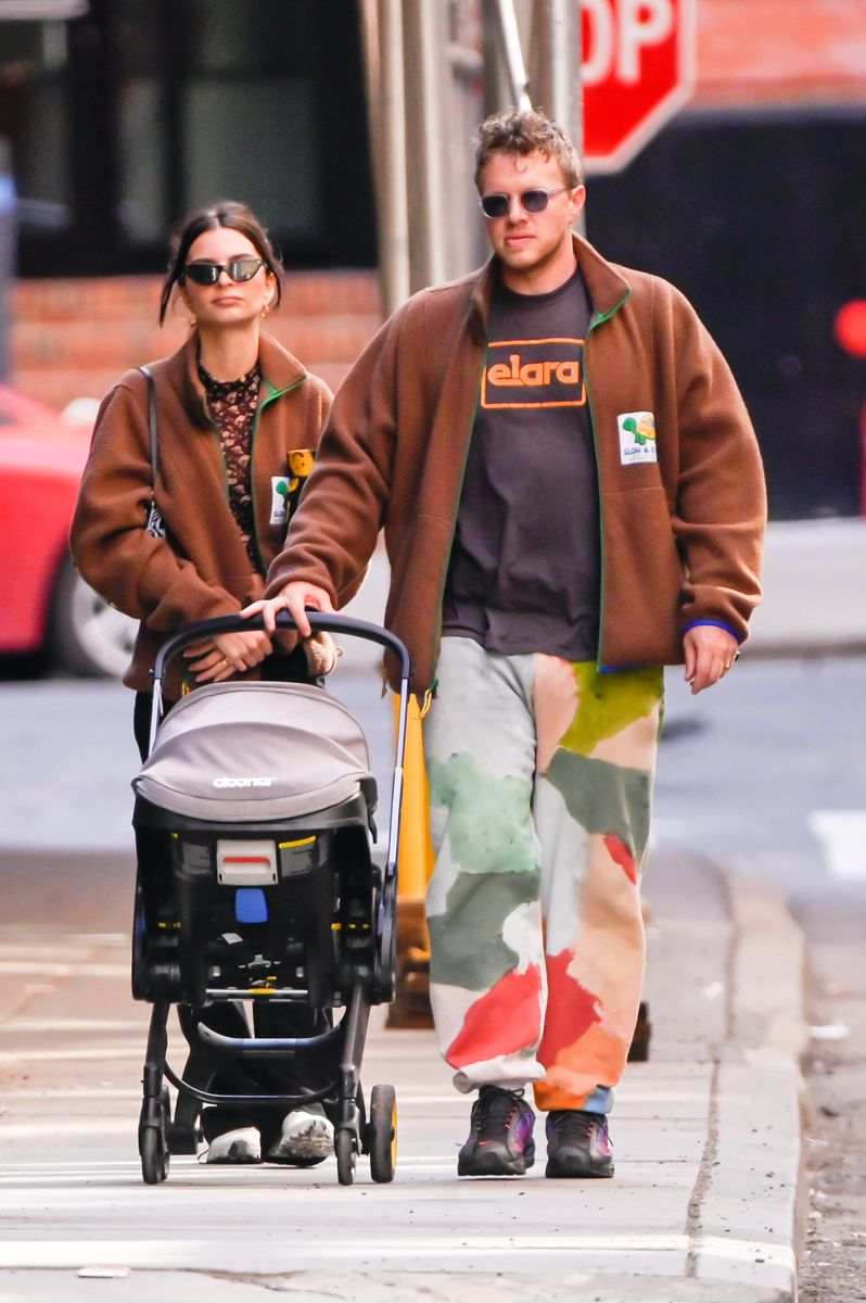 Emily Ratajkowski and Sebastian Bear-McClard are seen walking in soho on May 9, 2022 in New York City