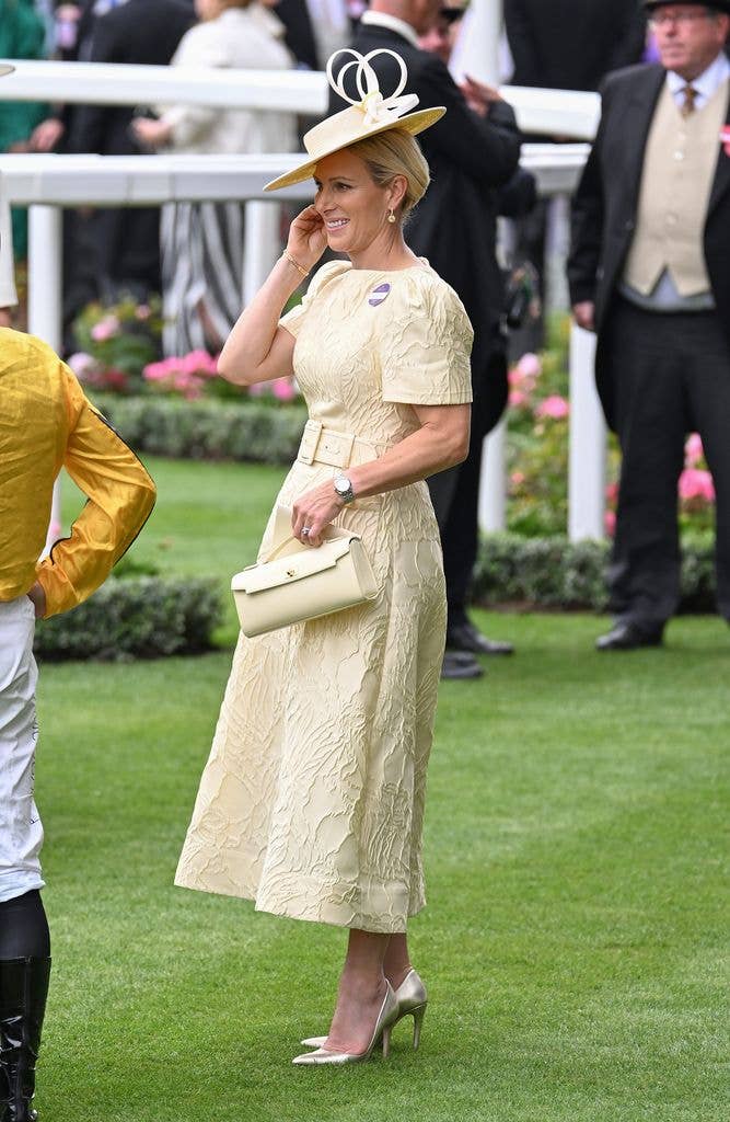 Zara Tindall smiles as she attends day three of Royal Ascot 2026 at Ascot Racecourse on June 18, 2026 in Ascot, England