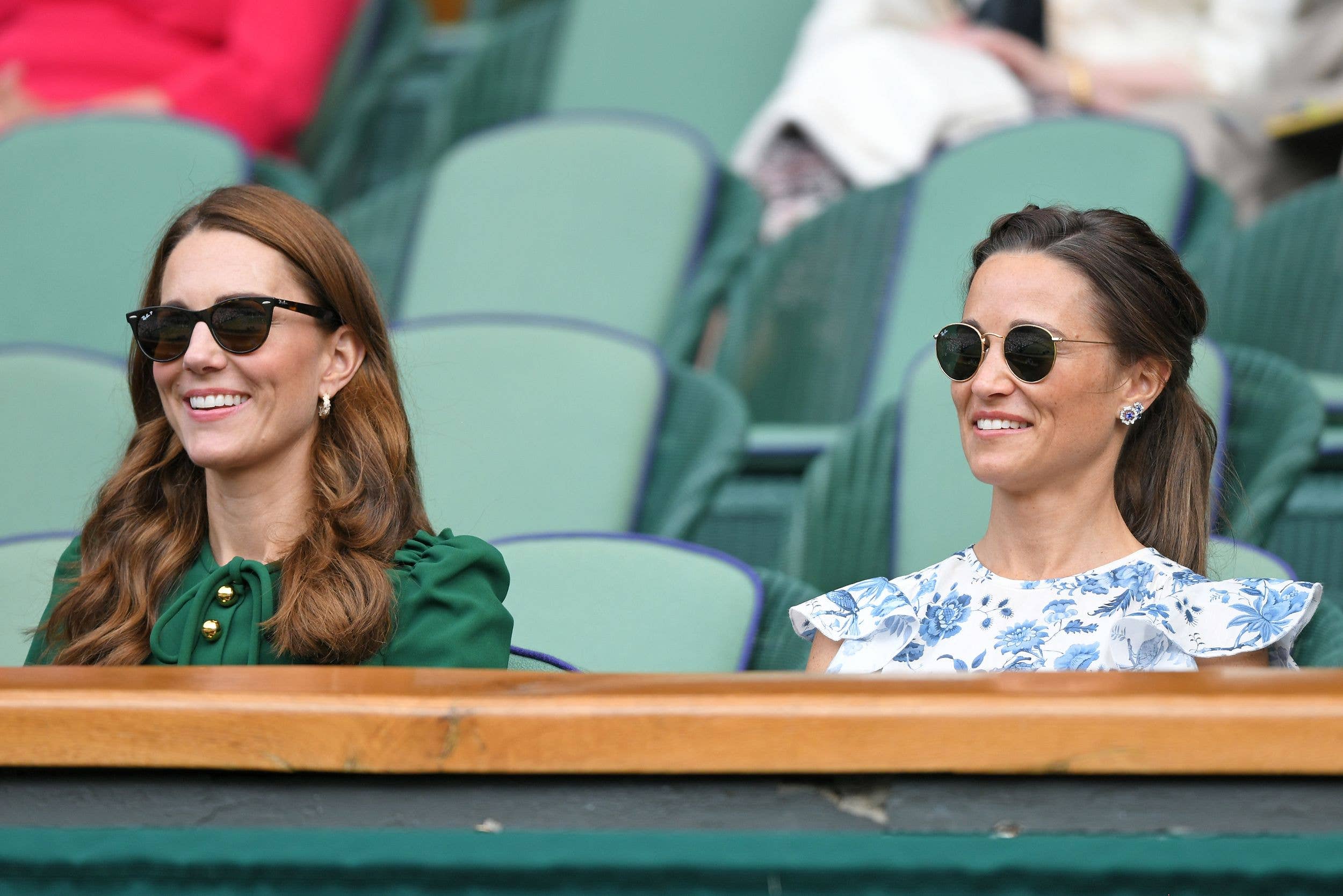 Pippa Middleton with her sister in the Royal Box at Wimbledon in 2019