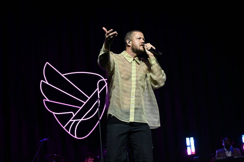 Dan Reynolds of Imagine Dragons performs at RISE UP GALA 2025 benefiting the Tyler Robinson Foundation at Aria Resort & Casino on September 12, 2025 in Las Vegas, Nevada. TRF is a foundation that Imagine Dragons started to help support pediatric cancer families.