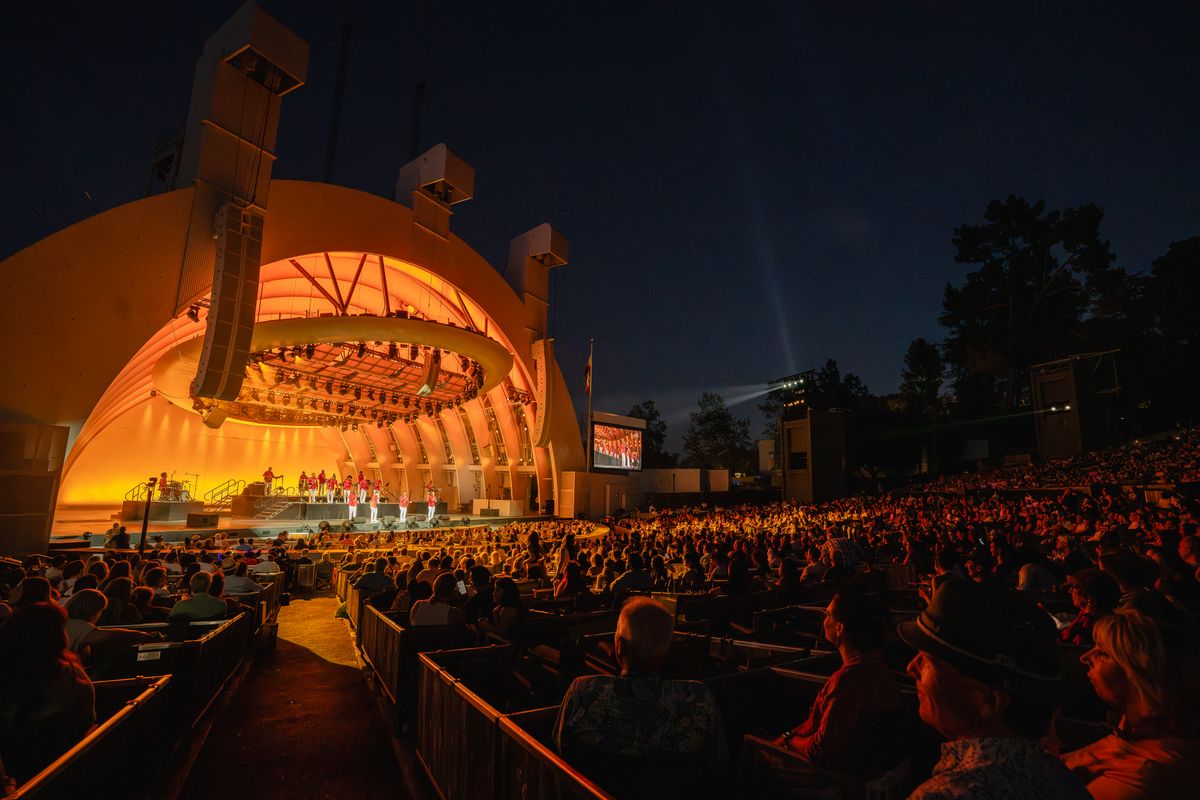 Nathy Peluso performs alongside Grupo Niche during Salsa Night at the Hollywood Bowl.