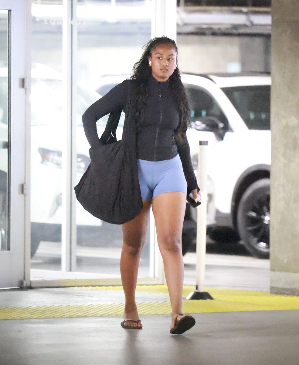 Sasha Obama embraced her signature laid-back style after a workout in Los Angeles.