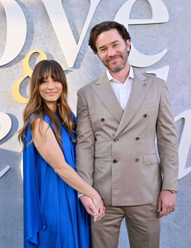 Kaley Cuoco and Tom Pelphrey attend the Los Angeles Premiere of Max Original Limited Series "Love & Death" at Directors Guild Of America on April 26, 2023 in Los Angeles, California