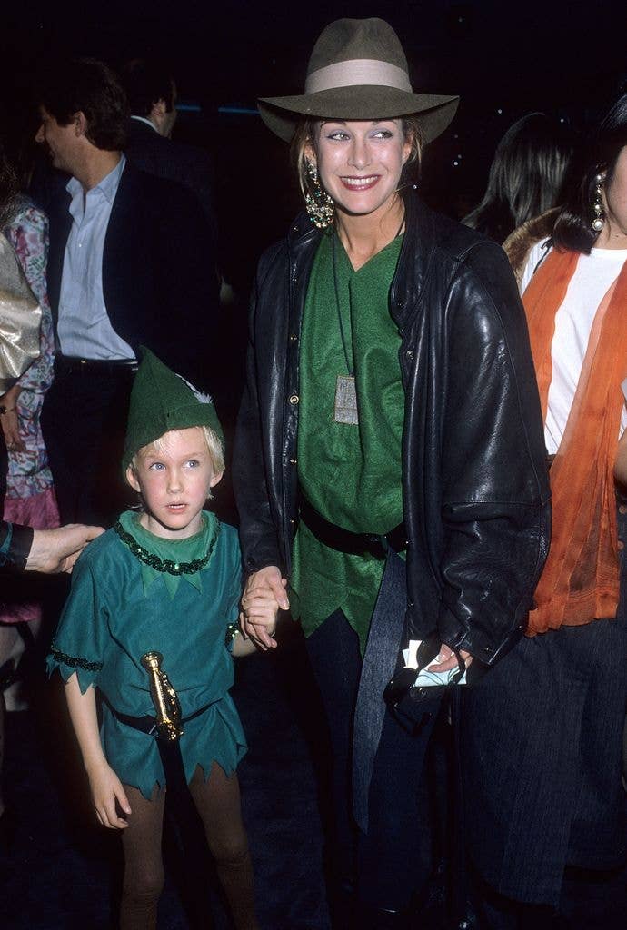 Actress Season Hubley and son Boston Russell attend the Second Annual Beverly Hills St. Patrick's Day Parade - Celebrity Breakfast on March 16, 1986 at Litton Industries in Beverly Hills, California
