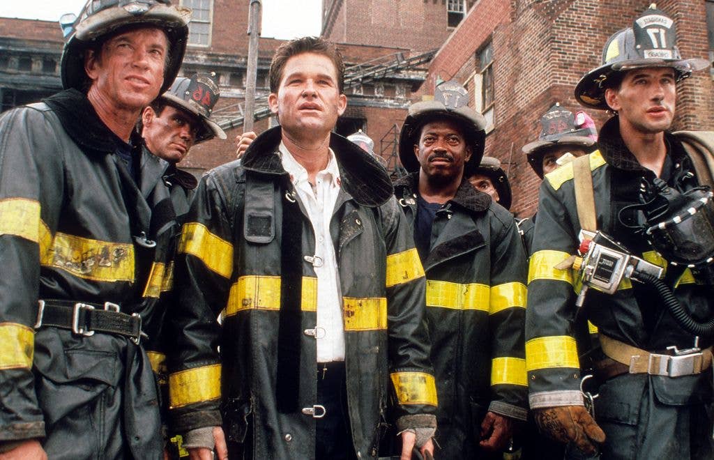 Scott Glenn, Kurt Russell and William Baldwin in Backdraft
