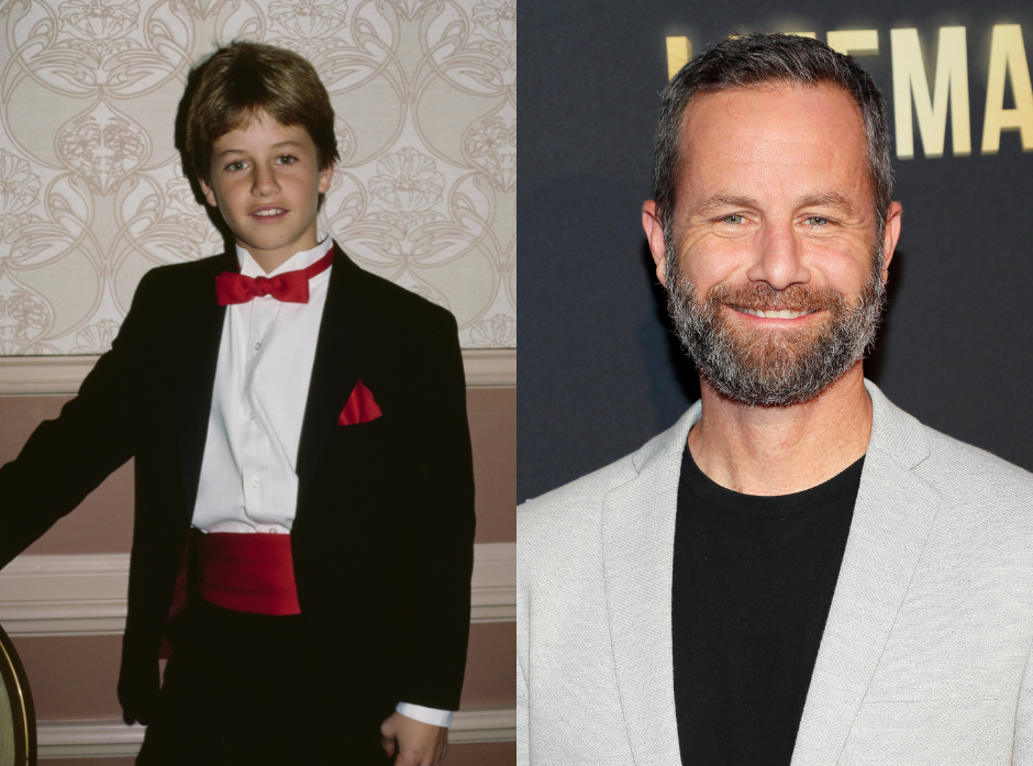 Split image of Kirk Cameron. Shown on the left as a child actor, on the right as an adult man in 2022.