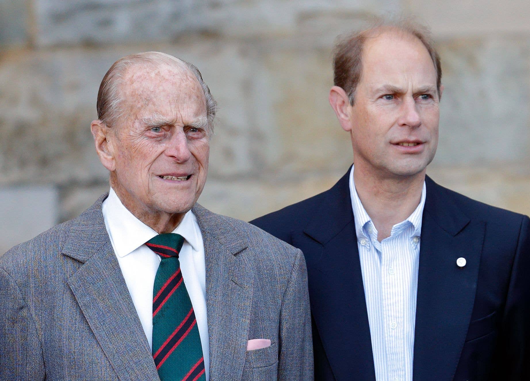 Prince Philip and Prince Edward attend the start of Sophie, Countess of Wessex's Diamond Challenge cycle ride at the Palace of Holyroodhouse on September 19, 2016 in Edinburgh, Scotland