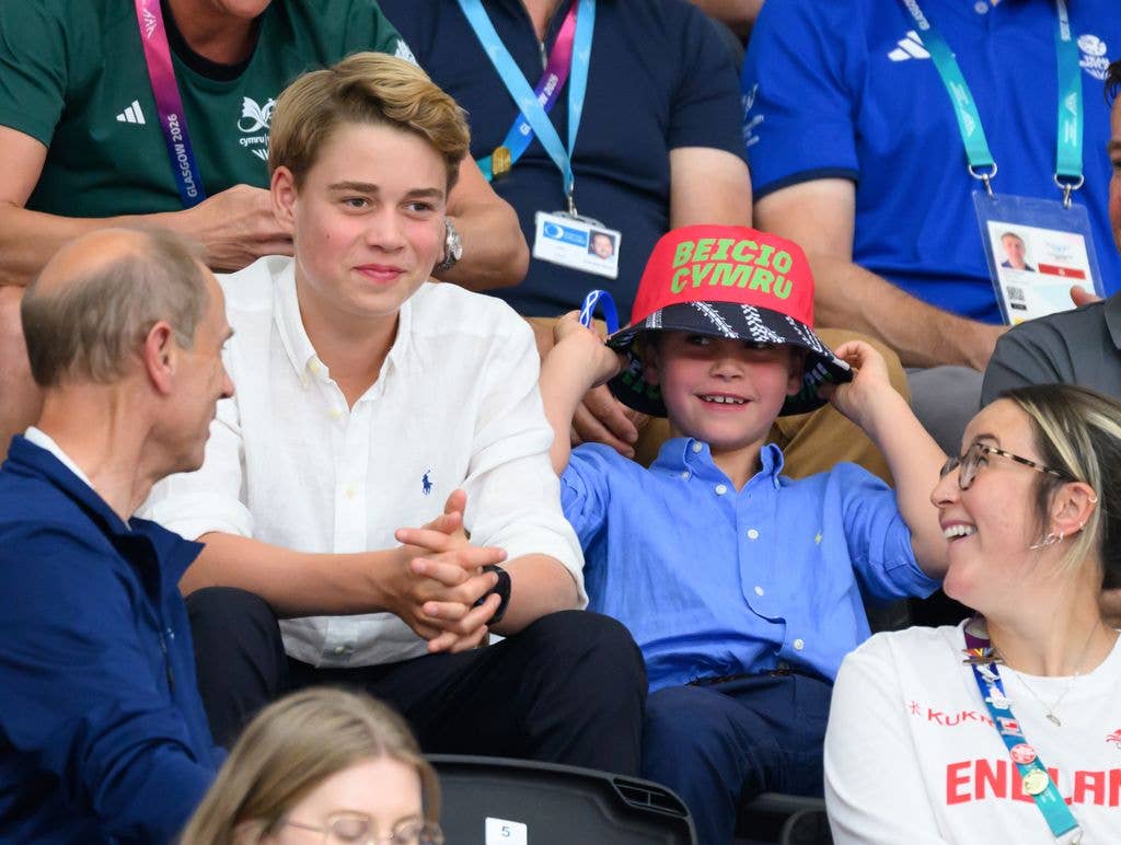 Prince George of Wales and Prince Louis of Wales attend the track Cycling during the 2026 Commonwealth Games at the Sir Chris Hoy Velodrome on August 01, 2026 in Glasgow, Scotland