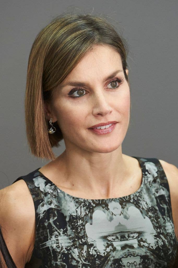  Queen Letizia rocking a short sleek bob in 2015 in Oviedo, Spain.