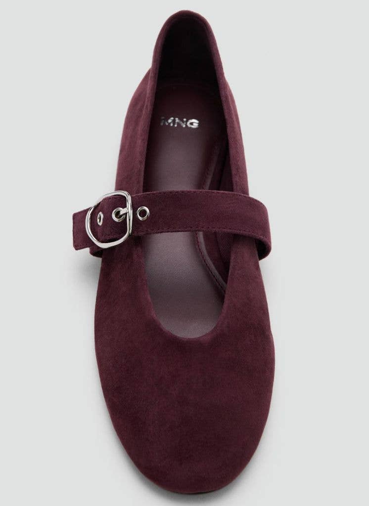Mango Burgundy Ballerina Shoes