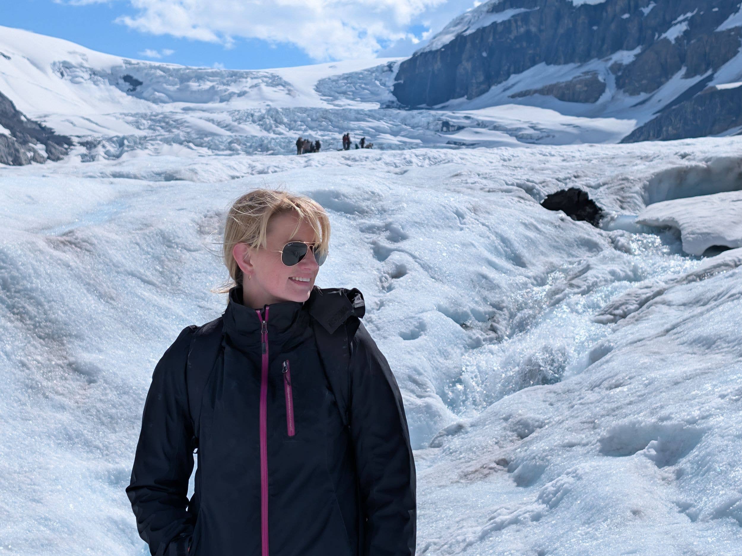 Penny Walker on the Athabasca Glacier in Jasper National Park, Alberta, Canada