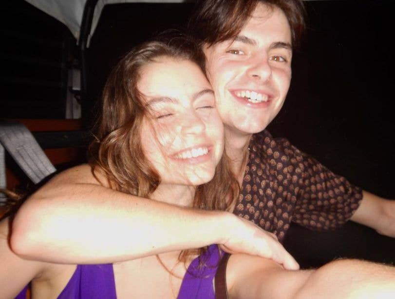 Dylan Douglas with his arm around Carys Douglas