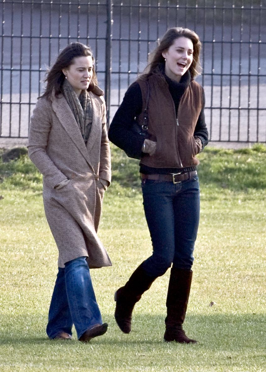 Kate Middleton and her sister Pippa watch Prince William play rugby during the couple's early years together.