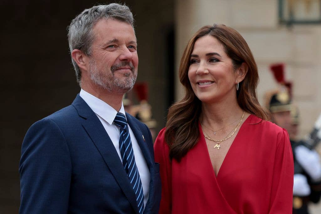 King Frederik X of Denmark and Queen Mary of Denmark attend a reception for foreign leaders prior to the Olympics Opening Ceremony at Elysee Palace in 2024