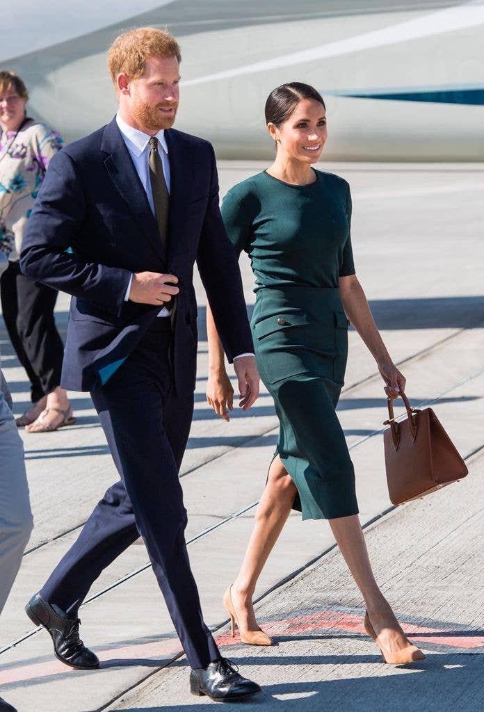 Prince Harry, Duke of Sussex and Meghan, Duchess of Sussex arrive at Dublin Airport during their visit to Ireland on July 10, 2018 in Dublin, Ireland. (Photo by Samir Hussein/Samir Hussein/WireImage)