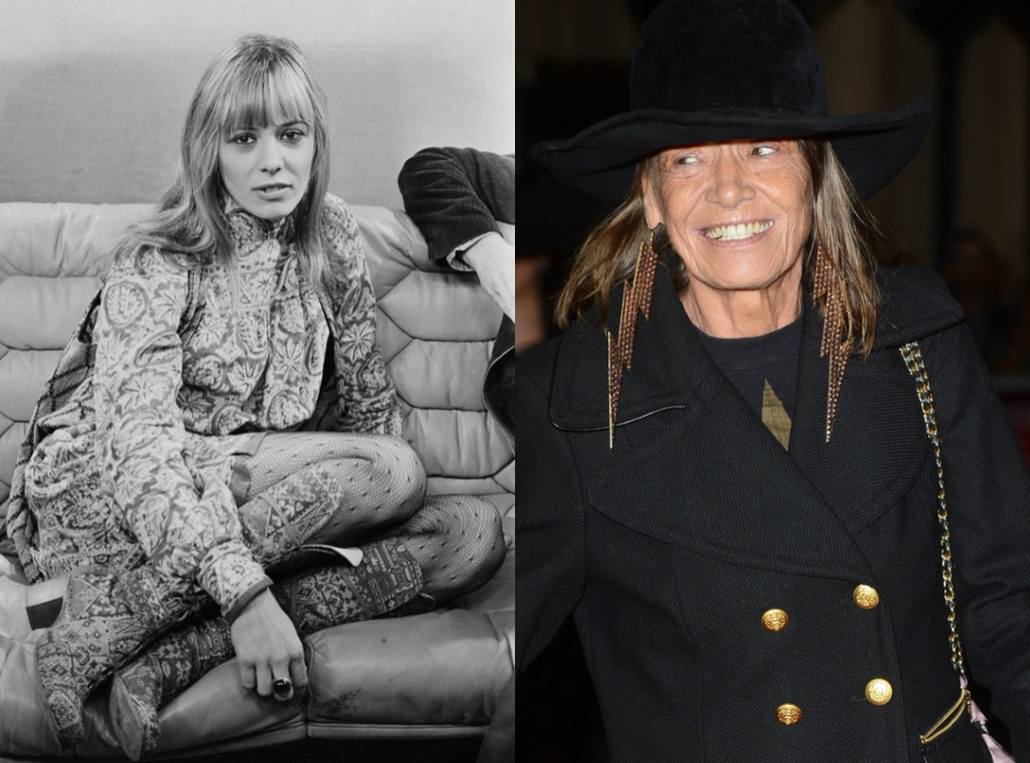 Split image of Anita Pallenberg. Pictured in 1971 and 2012.