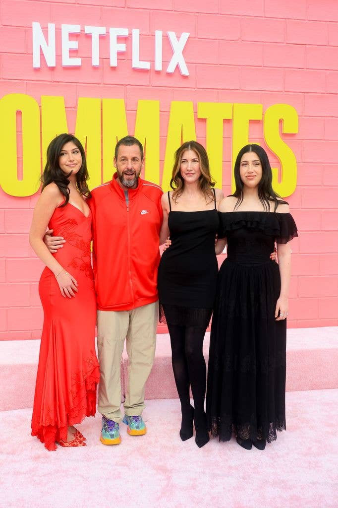 Sunny Sandler, Adam Sandler, Jackie Sandler and Sadie Sandler on the red carpet of Netflix's "Roommates" at The Egyptian Theatre Hollywood
