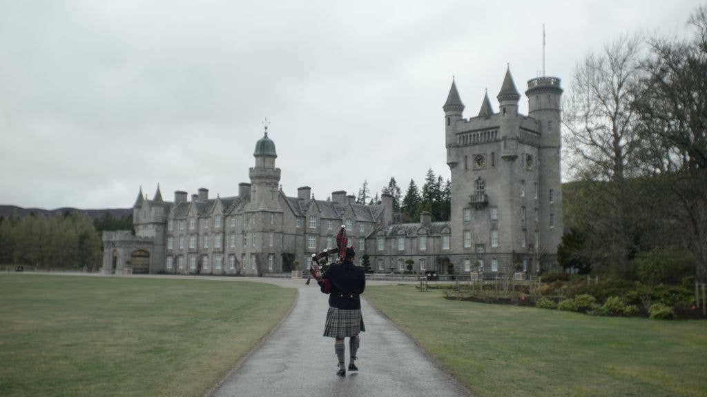 The King's piper plays at Balmoral in a scene from surprise birthday tribute to Sir David Attenborough