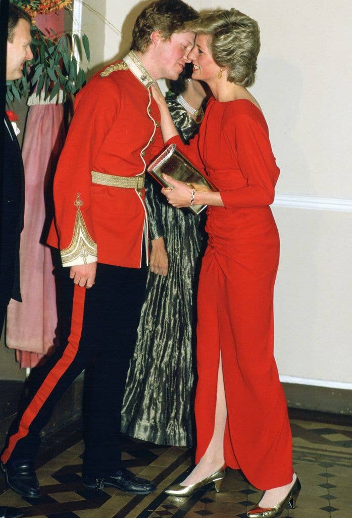 Earl Spencer kissing Princess Diana on the cheek