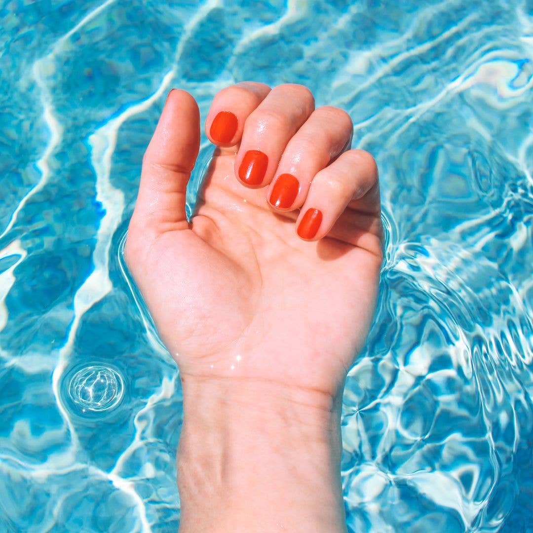 red nails swimming pool