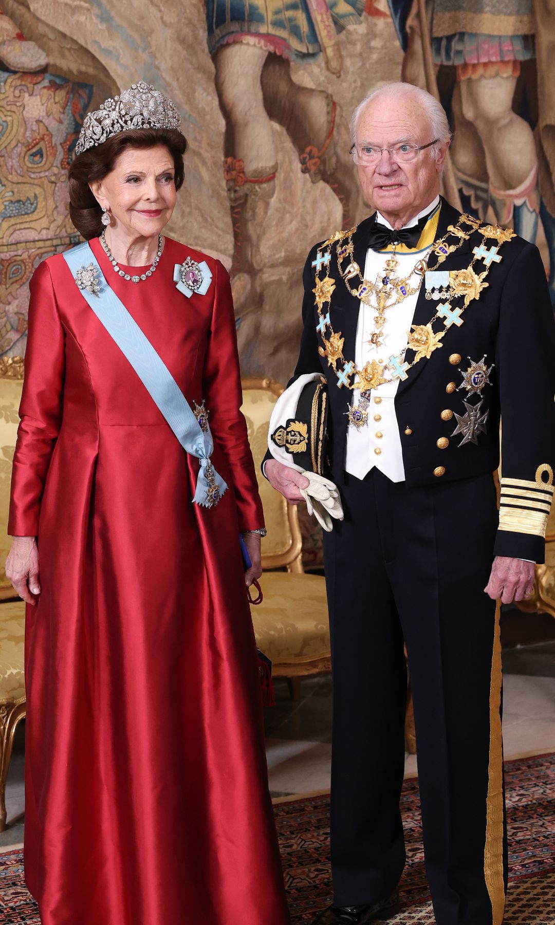 Queen Silvia of Sweden and King Carl XVI Gustaf of Sweden at the birthday gala of the King