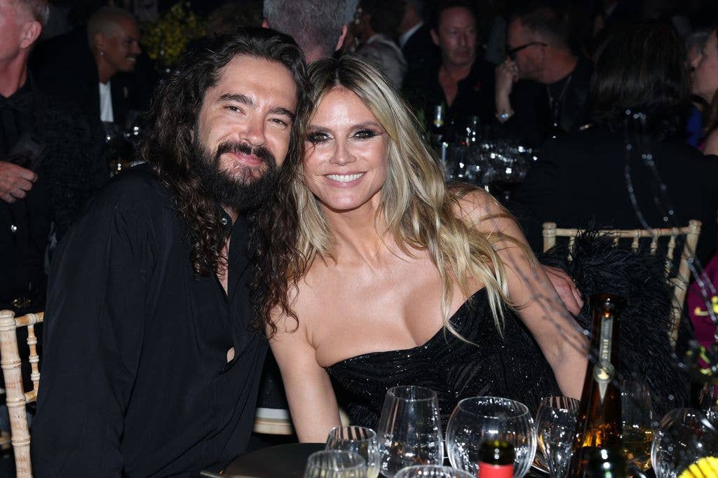 Tom Kaulitz and Heidi Klum attend the amfAR gala Cannes 2025 presented by Chopard at Hotel du Cap-Eden-Roc on May 22, 2025 in Cap d'Antibes, France