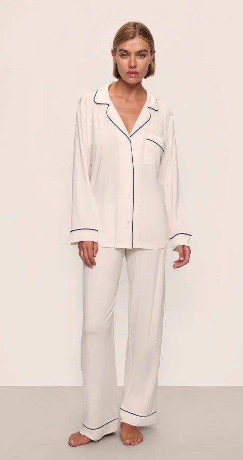 White PJs from sleepwear brand Eberjey