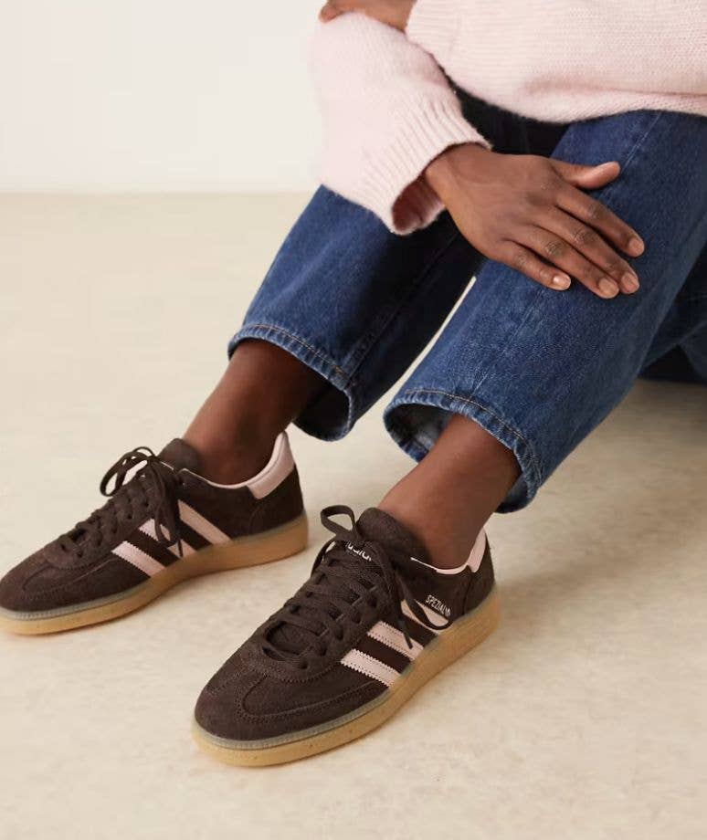 Adidas brown and pink trainers