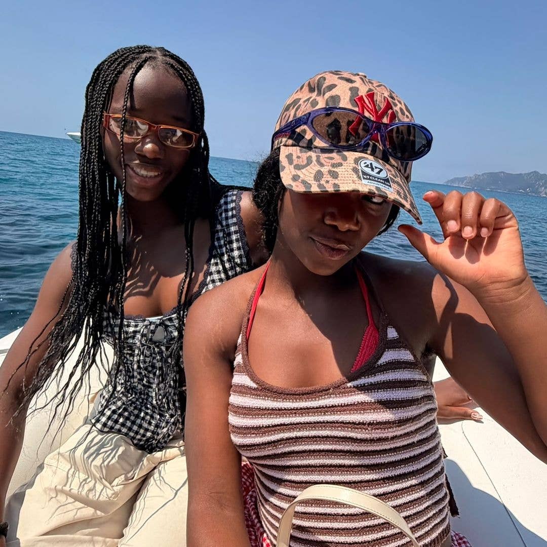 Madonna's twins Stella and Estere Ciccone pose for a photo on a boat, shared on Instagram