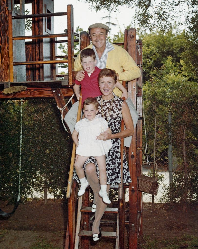 Gene the family man with his wife Jeanne Coyne (1923 - 1973) and their children Tim and Bridget, circa 1968.