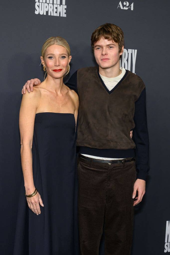Gwyneth Paltrow and Moses Martin at the Marty Supreme Los Angeles Premiere