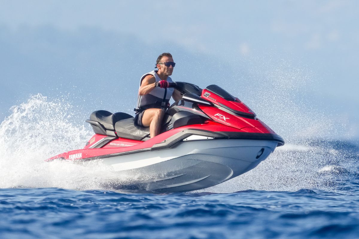 Emmanuel took to the water for some high-speed fun