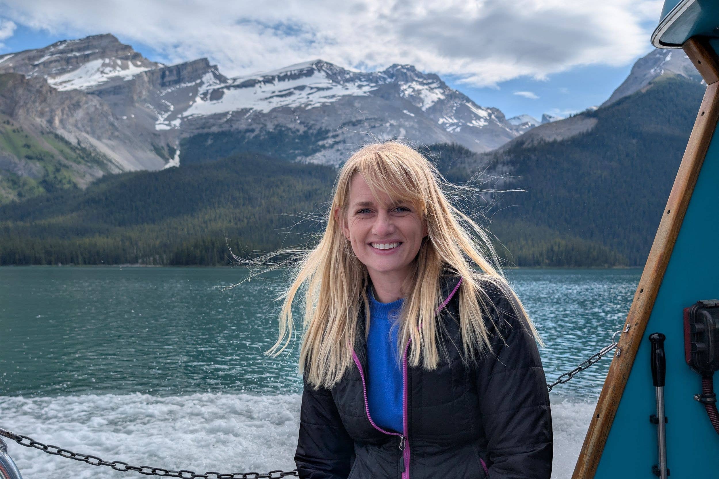 Penny Walker on the Maligne Lake cruise to Spirit Island in Jasper National Park, Canada