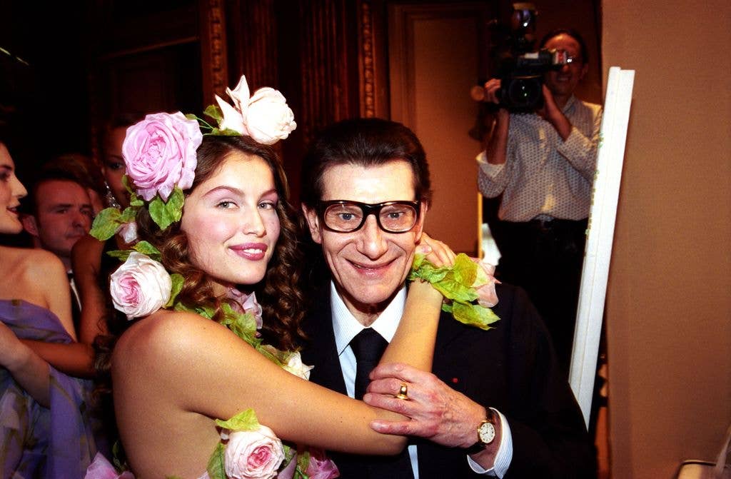 Laetitia with French fashion designer Yves Saint Laurent 