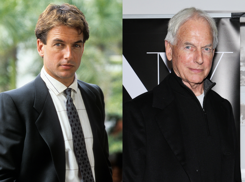 Split image of Mark Harmon. Seen on the left in 1986 in a scene from 'Let's Get Harry' and on the right in 2023.