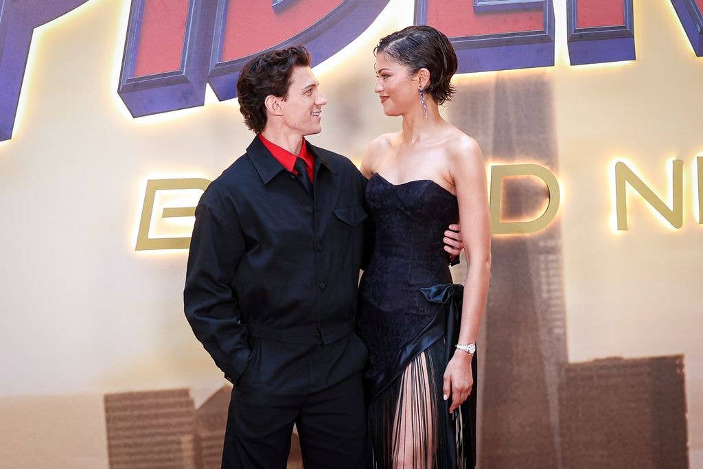 Tom Holland and Zendaya attend the "Spider-Man: Brand New Day" photocall at Four Seasons Hotel on June 15, 2026 in Madrid, Spain. (Photo by Pablo Cuadra/Getty Images)