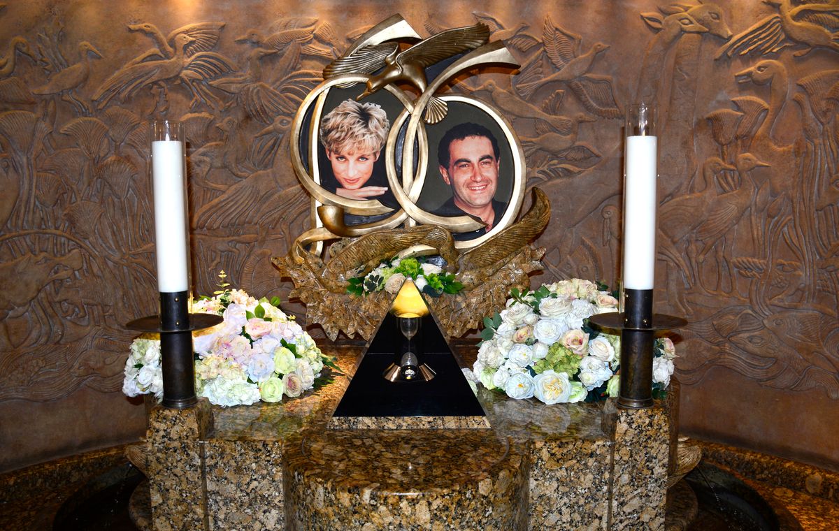 A memorial to Princess Diana and Dodi Fayed is an attraction at Harrods department store in London, England.