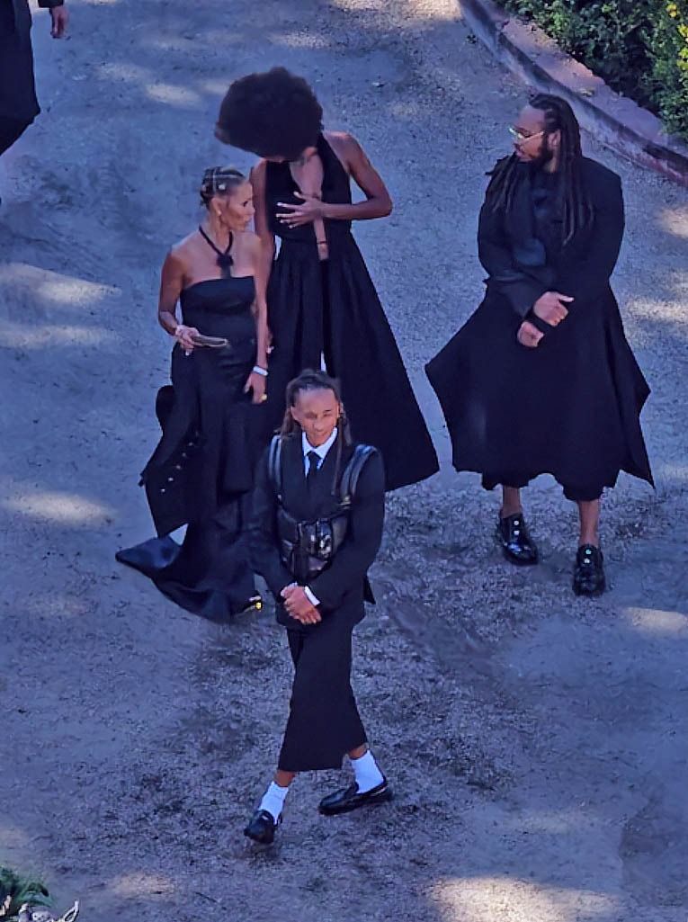 Jaden Smith joined his mother Jada Pinkett Smith and sister Willow Smith for the couple’s star-studded Malibu celebration.