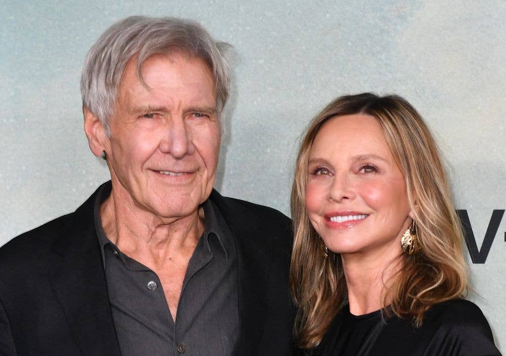 US actors Harrison Ford and his wife Calista Flockhart attend Apple TV+ premiere of "Shrinking" season 2 at the Pacific Design Center in West Hollywood, California, October 8, 2024.