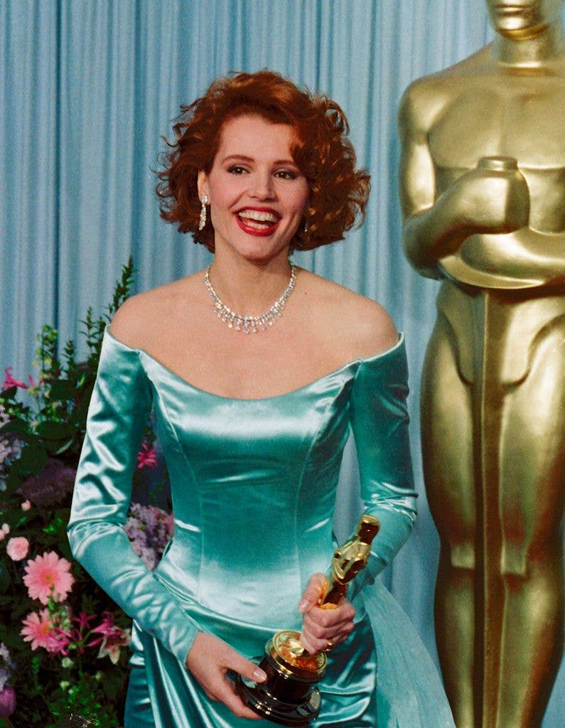 geena davis oscars blue dress