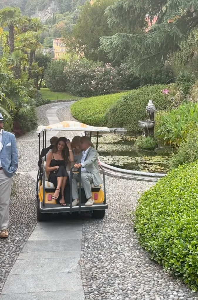 The couple took a golf buggy through their extensive property