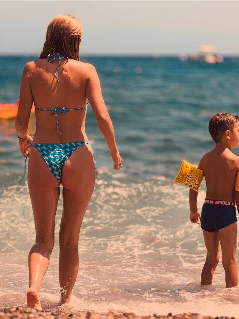 The family went swimming in the Adriatic Sea