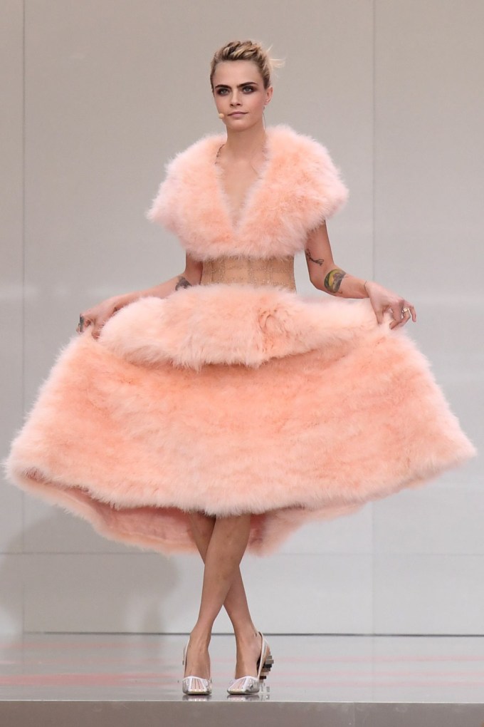 Cara Delevingne on the Karl For Ever memorial runway
